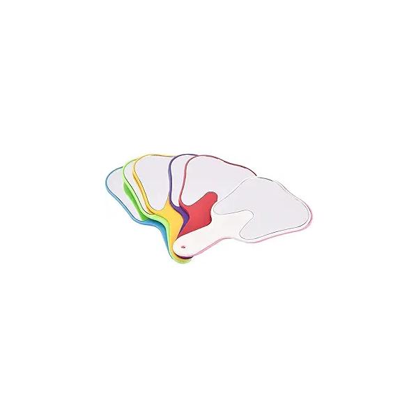 6Pcs Hand Mirrors with Handle Tooth-Shape Mirror Tool Face Held Travel Small Plastic Makeup (Color Random)