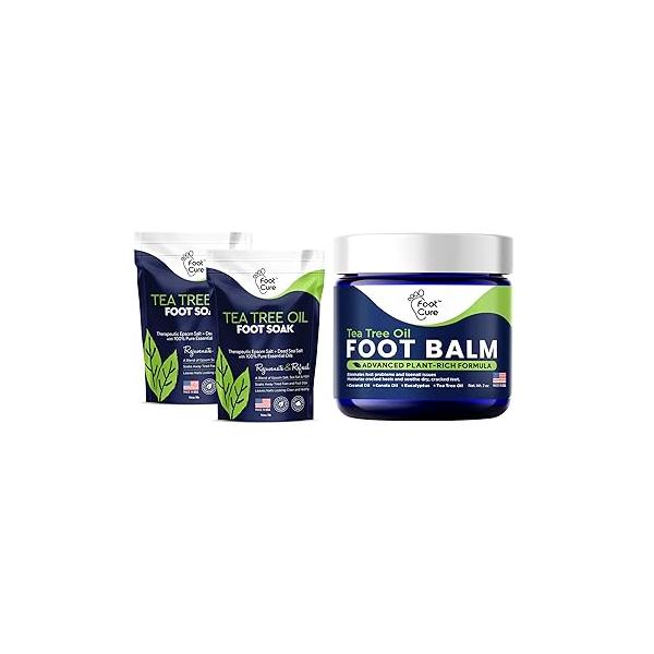 Tea Tree Oil Foot Soak with Epsom Salt - Best Toenail Fungus Treatment, Athletes & Softens Calluses For Dry Cracked Feet Instantly Hydrates Soothes Irritated Skin