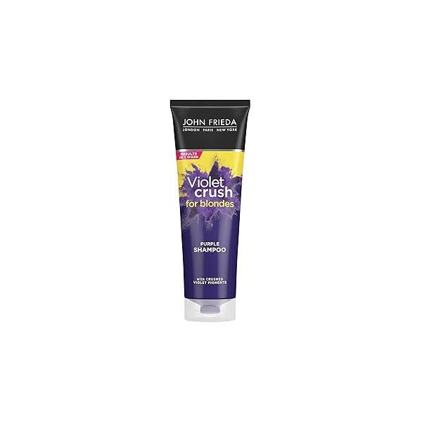 John Frieda 8.3 Ounce Shampoo for Blonde Hair, Violet Crush Purple Shampoo, Neutralizes Brassy Yellow Tones, Toner Bleached, Platinum