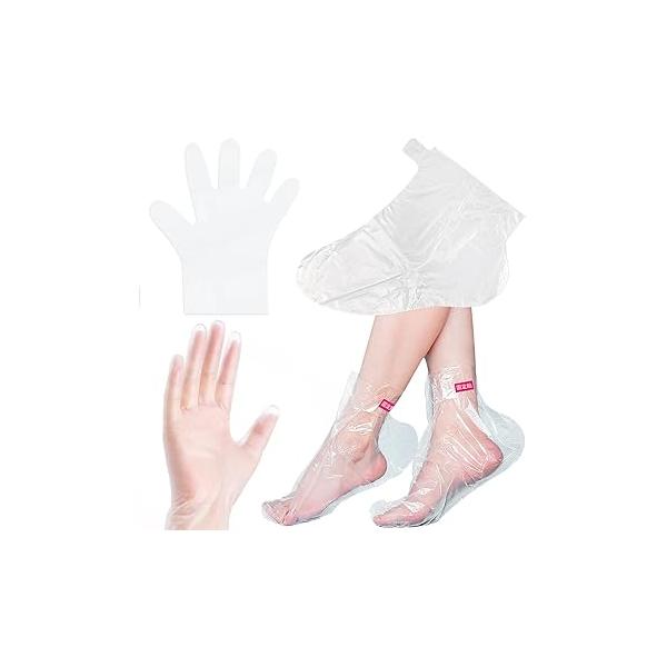Paraffin Wax Liners for Feet and Hand, 200pcs Larger Thicker Plastic Hand Foot Bags, Bath Mitt Glove Sock Mitts (paraffin gloves hands foot)