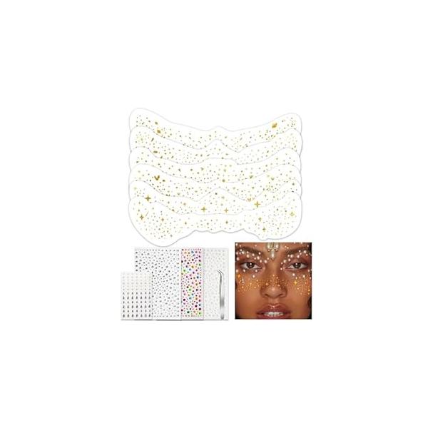 11 Pcs Glitter Freckles, Freckles Face Tattoo, for Women, Gold Sparkle Makeup Patches Women Waterproof freckles Temporary Tattoos