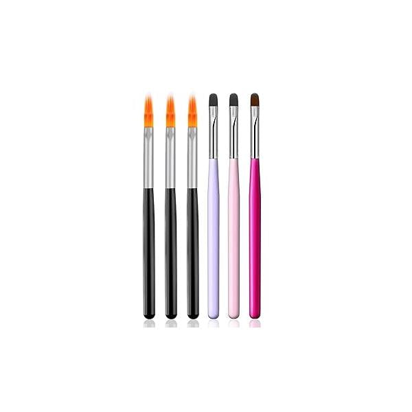 DANNEASY 6pcs Nail Design Brushes Ombre Brush Acrylic Art Set Pen for Gel Nails Manicure Tools