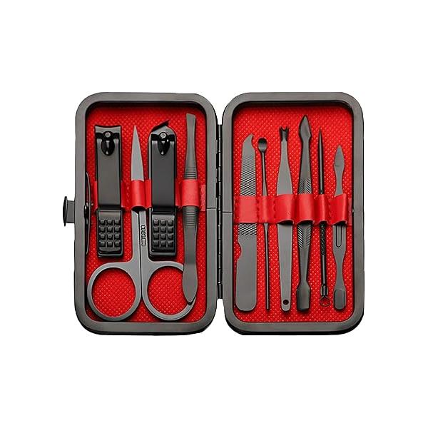 FIXBODY Nail Clippers for Men, Set, Professional Manicure Set and Pedicure Kit, 10 Pieces Grooming Kit Includes Fingernail Toenail