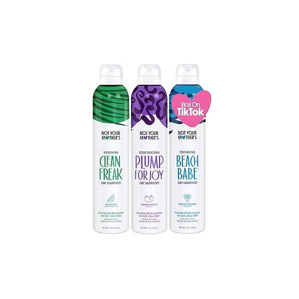 Not Your Mother's Dry Shampoo Spray Signature Assortment (3-Pack) - 7 oz Each Clean Freak, Plump for Joy & Beach Babe Instantly Absorbs Oil Extends Style Life Refreshed Hair