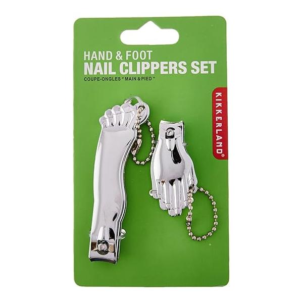 Kikkerland Hand and Foot Nail Clippers Set, Silver
