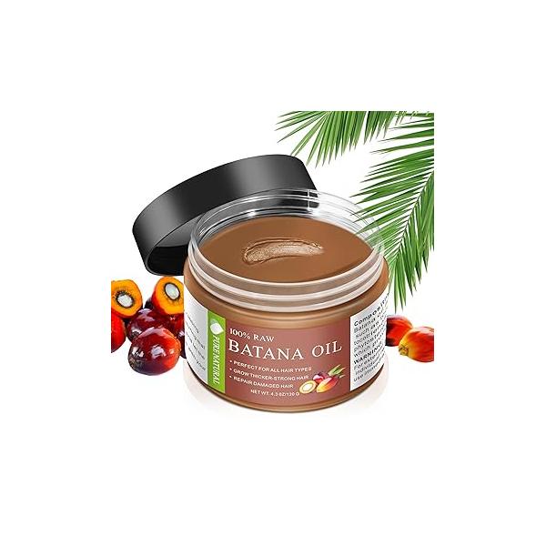 Raw Batana Oil for Hair Growth, Dr. Sebi From Honduras Promotes Thickness, Repairs, Nourishes & Strengthens Moisturizing Scalp Mask Men Women 4.2 oz