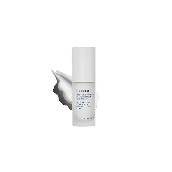 The Outset Vitamin C Smoothing Eye + Expression Lines Cream - Gentle Fragrance Free Wrinkle Reducing, Brightening Clean, Vegan, Gluten All Skin Types Sensitive .5 fl oz