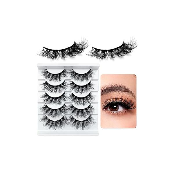 LuckForever 8D Curly False Eyelashes Faux Mink Lashes Full Wispy Fake Eyelash Extension Natural Look Lash Fluffy Eye 5 Pairs Long Thick Volume Reusable