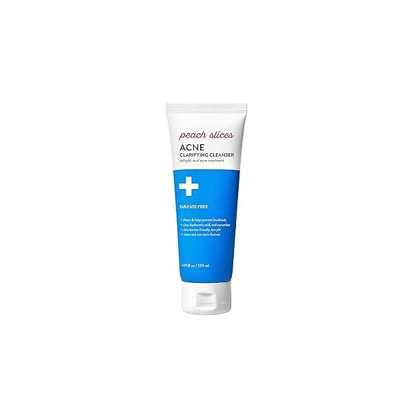 Peach Slices | Acne Clarifying Cleanser Deep Cleans & Prevents 2% Salicylic Acid Hyaluronic Sulfate-Free Hydrates Calms Skin Gentle Formula Face Wash Cruelty-Free 4 oz