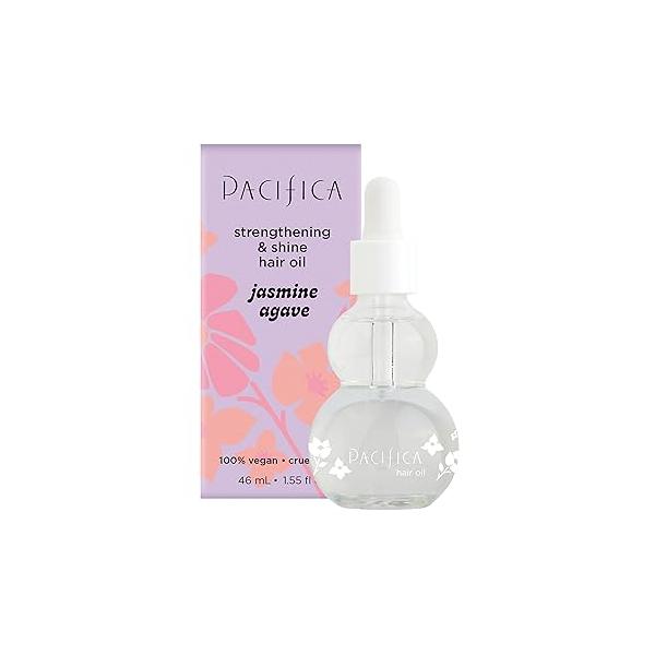 Pacifica Jasmine Agave Glossing Hair Oil 2oz - Shine & Frizz Control Serum, Lightweight Treatment for Smooth Hydrated Hair, Heat Protectant Split End Sealer, 100% Vegan