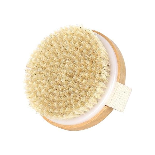 Round Wooden Brush for Dry and Wet Brushing, Exfoliating Massaging Brush, Bath Shower Body, Circulation Improvement
