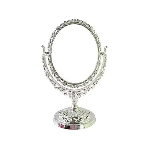 Makeup Mirror, Retro Double Sided Tabletop Vanity Oval Swivel Desktop Stand 360 Degree Rotation Vintage Two-Sided Mirror