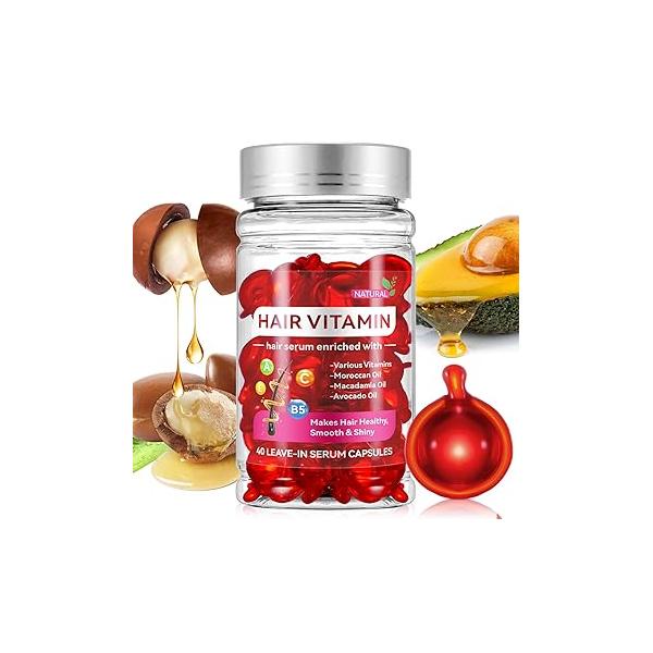 Hair Vitamin Serum Capsule, Treatment Oil With Enriched Vitamins A C E Pro B5, Moroccan Macadamia Avocado Oils - Repair for Women Men