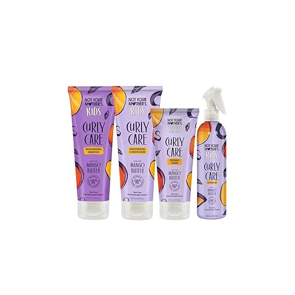 Not Your Mother's Kids Curly Care Shampoo, Conditioner, Curl Defining Cream, and Detangler Spray (4-Pack) - Hair Products for Tear-Free Formula For All Types