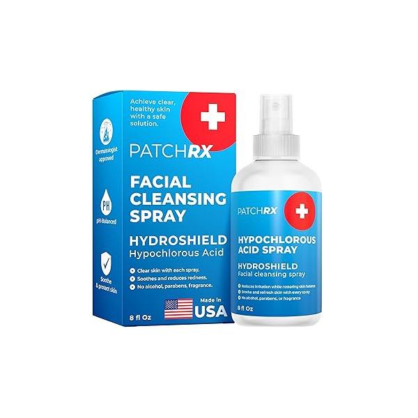 Hypochlorous Acid Spray (8oz, Reduces Acne), Targets Bacteria - HOCL Facial Cleanser Acne for Face, Body, Eczema, Pimples, Breakouts & Overall Skin Recovery (Reduces Redness)