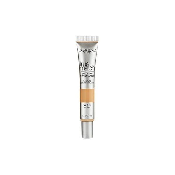 L’Oréal Paris True Match Eye Cream in a Concealer, 0.5% hyaluronic acid, Medium N5-6, 0.4 fl. oz.