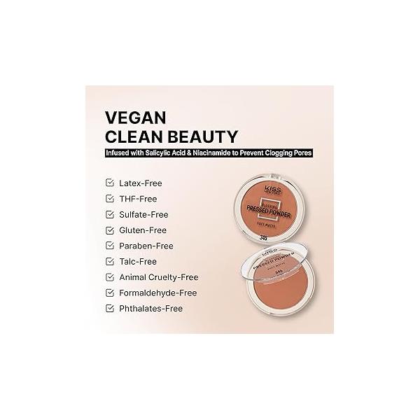 Soft Matte Pressed Powder, Blurring Poreless Face Powder Makeup, Medium Coverage Setting Infused with Salicylic Acid & Niacinamide, Clean Beauty (Sun Beige, 0.28 Ounce)