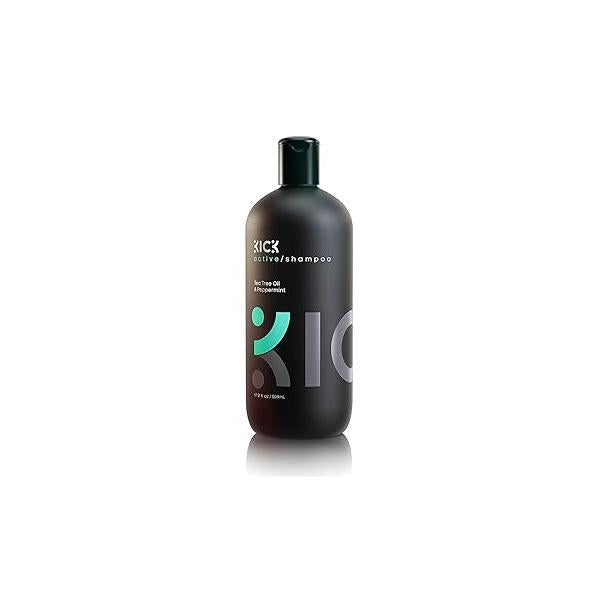 Kick Mens Shampoo - Peppermint & Tea Tree for Oil Control Sulfate-Free, Refreshing Formula Anti-Dandruff and Scalp Soothing Oily Hair Cruelty-Free 17oz