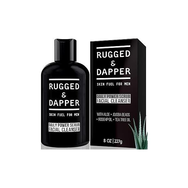 RUGGED & DAPPER - Daily Mens Face Wash + Scrub 5 Month Supply Deep Exfoliating Cleanser Prevents Breakouts Acne Men's USA Made with Natural Ingredients