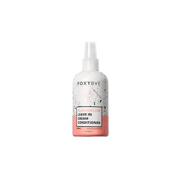 FoxyBae Leave In Conditioner Spray - with Biotin Hair Detangler for Dryness & Damage Hydrating, Conditioning, Detangling Flaminglow 8 Fl Oz
