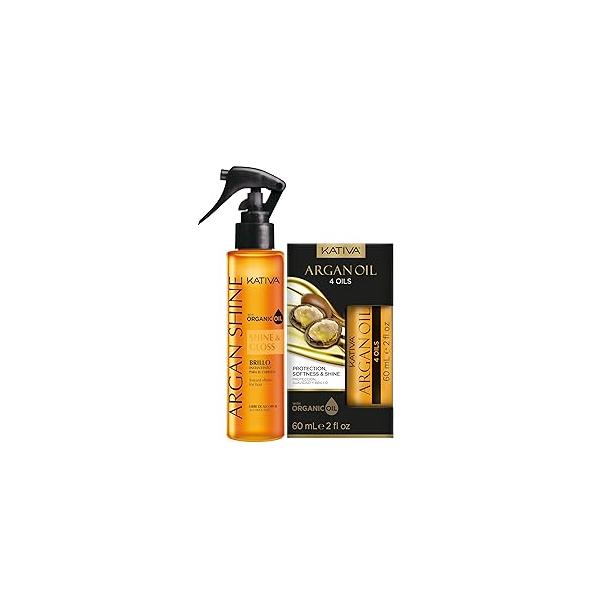 Bundle Argan Shine Hair Treatment 4 oz + Oil 2 (2 Pack) - Organic for Intense Shine, Smoothness & Protection