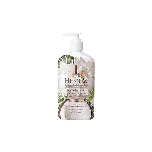 Hempz Body Lotion Moisturizer - White Gardenia & Coconut Palm Daily Moisturizing Cream, Shea Butter, Oil Skin Care Products, All Natural Hemp Seed 17 Fl Oz