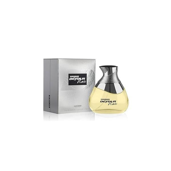 Al Haramain Detour Noir for Unisex - Arabian Perfume Women & Men Long Lasting Arabic Cologne Amber Woody Fragrance with Notes of Vanilla, Lavender, Jasmine, Sandalwood Eau de Parfum 3.33oz