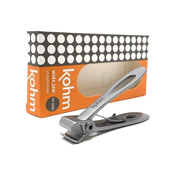 KOHM Nail Clippers for Thick Nails - Heavy Duty, Wide Mouth Professional Fingernail and Toenail Men, Women & Seniors, Silver