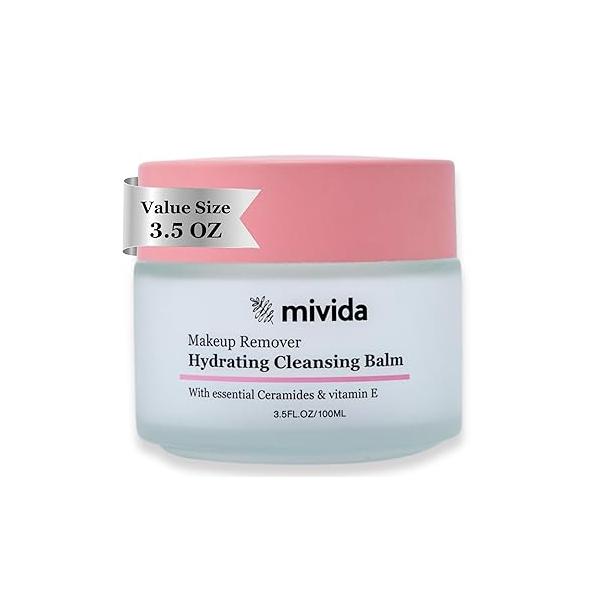 Makeup Remover Cleansing Balm, Gently Melt Stubborn Waterproof Makeup, Mascara, Eye Liner| Hydrating Facial Cleanser with Ceramides, Vit E & Hyaluronic-Acid For Norished Skin, Big Size 3.5 fl oz