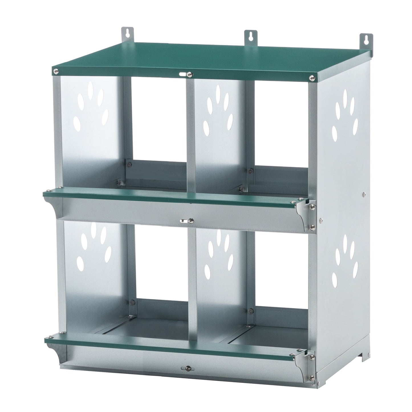 JXXRZ 4-Compartment Metal Chicken Nesting Box - Galvanized Steel Wall-Mounted Rust-Resistant Egg-Laying Hen Coop