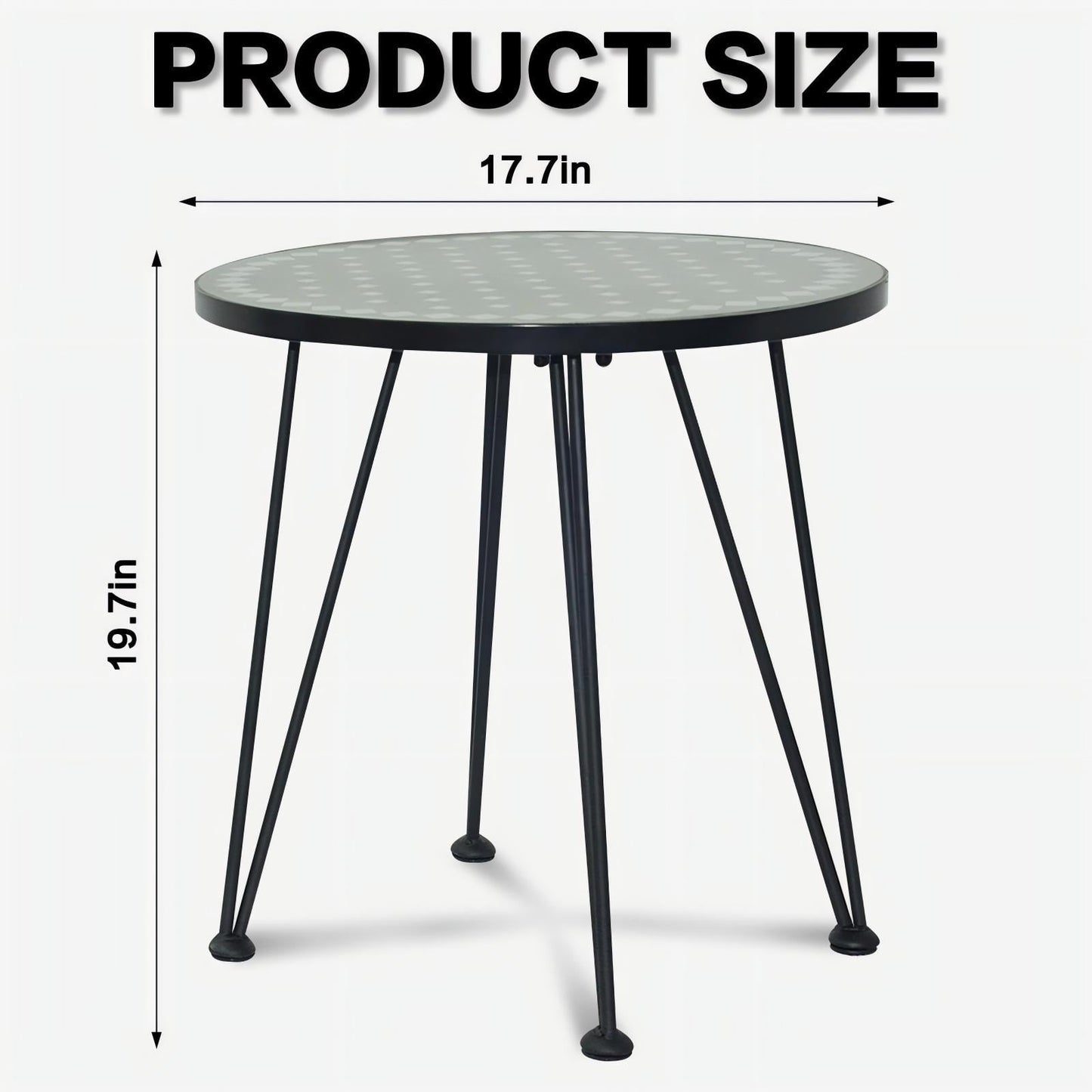 Outdoor Side Table - Round Patio Coffee Table for Porch, Balcony, Garden, or Poolside - Weather-Resistant Table with Decorative Mosaic Design