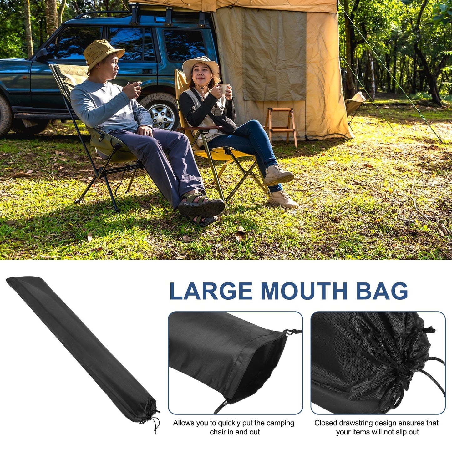 2 pcs Camp Chair Replacement Bag 31" x 8" Nylon Carrying Bag Outdoors Folding Chair Cover Tripod Case Bag Black