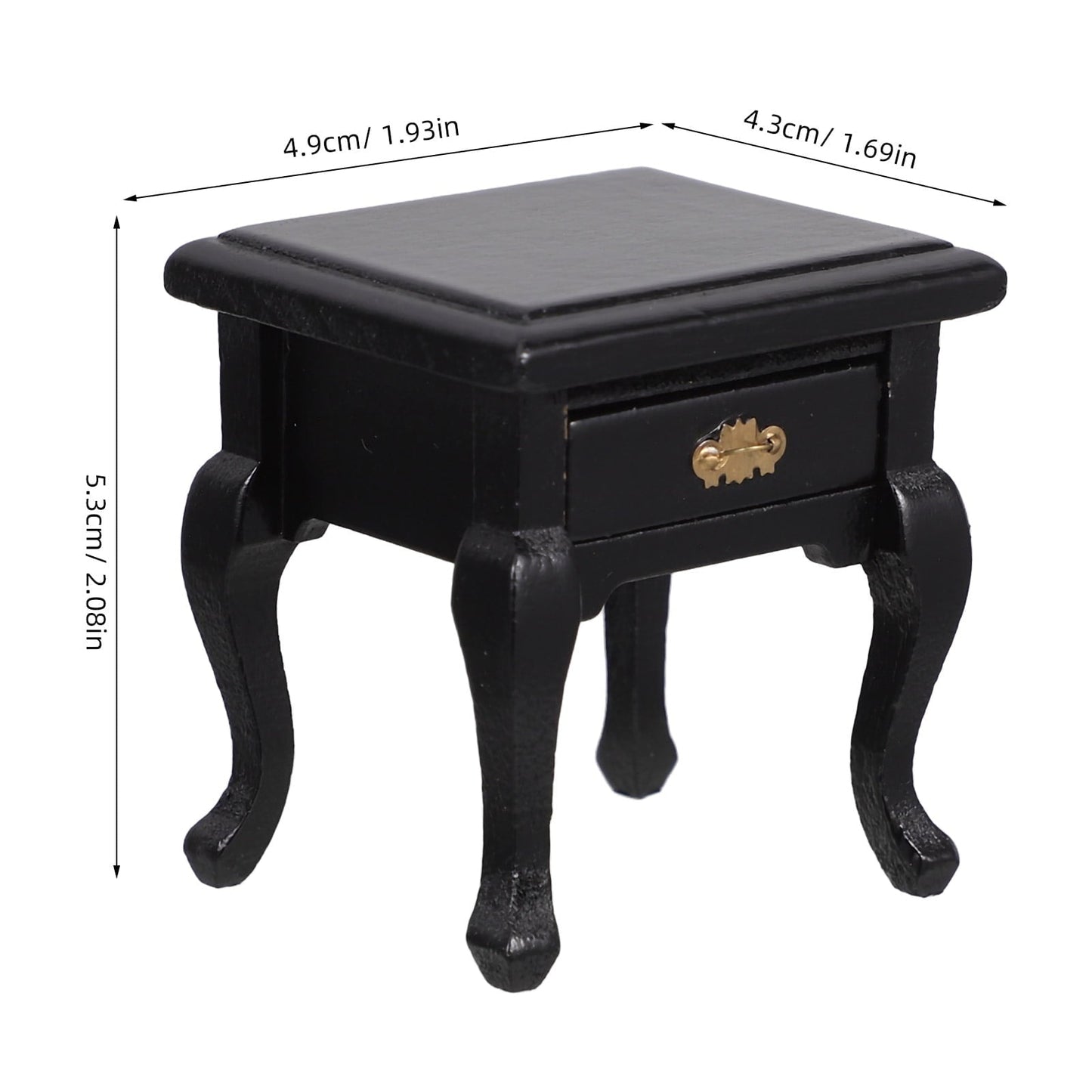 Raindrops 1Pcs Mini Dollhouse Furniture Miniature End Table Black Wood With Storage For Dollhouse Enthusiasts