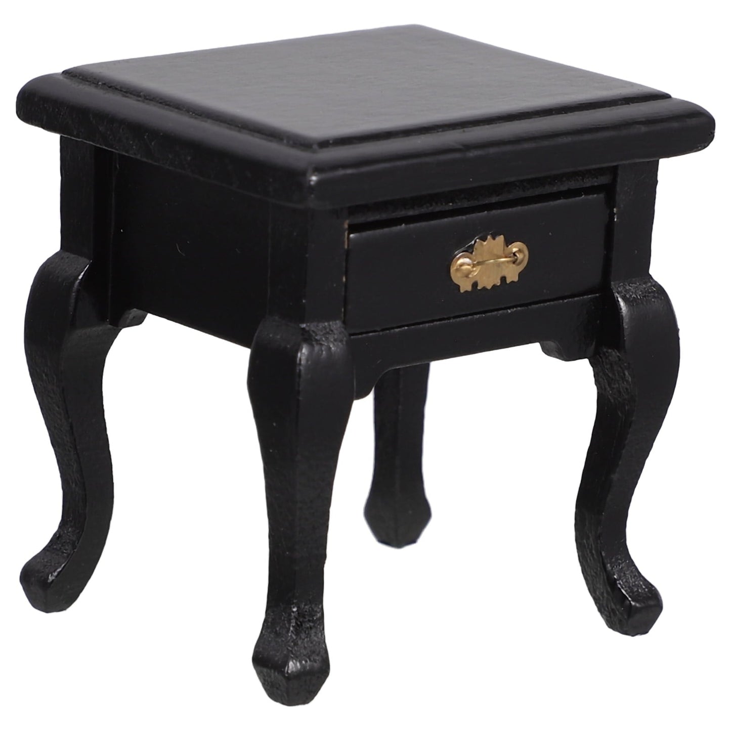Raindrops 1Pcs Mini Dollhouse Furniture Miniature End Table Black Wood With Storage For Dollhouse Enthusiasts