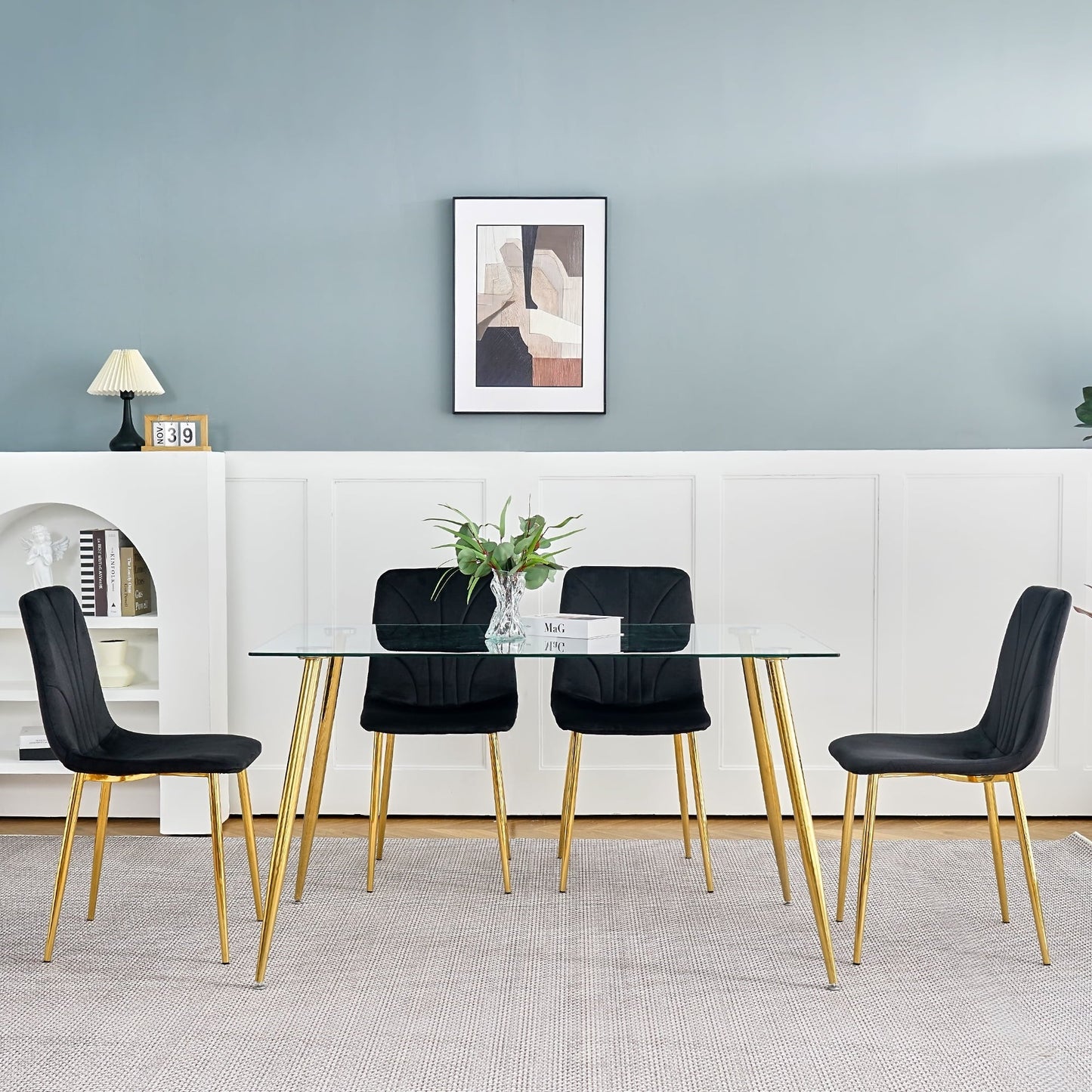 Modern Simple Light Luxury Dining Chair Home Bedroom Stool Back Dressing Chair Student Desk Chair Gold Metal Legs(set Of 4)