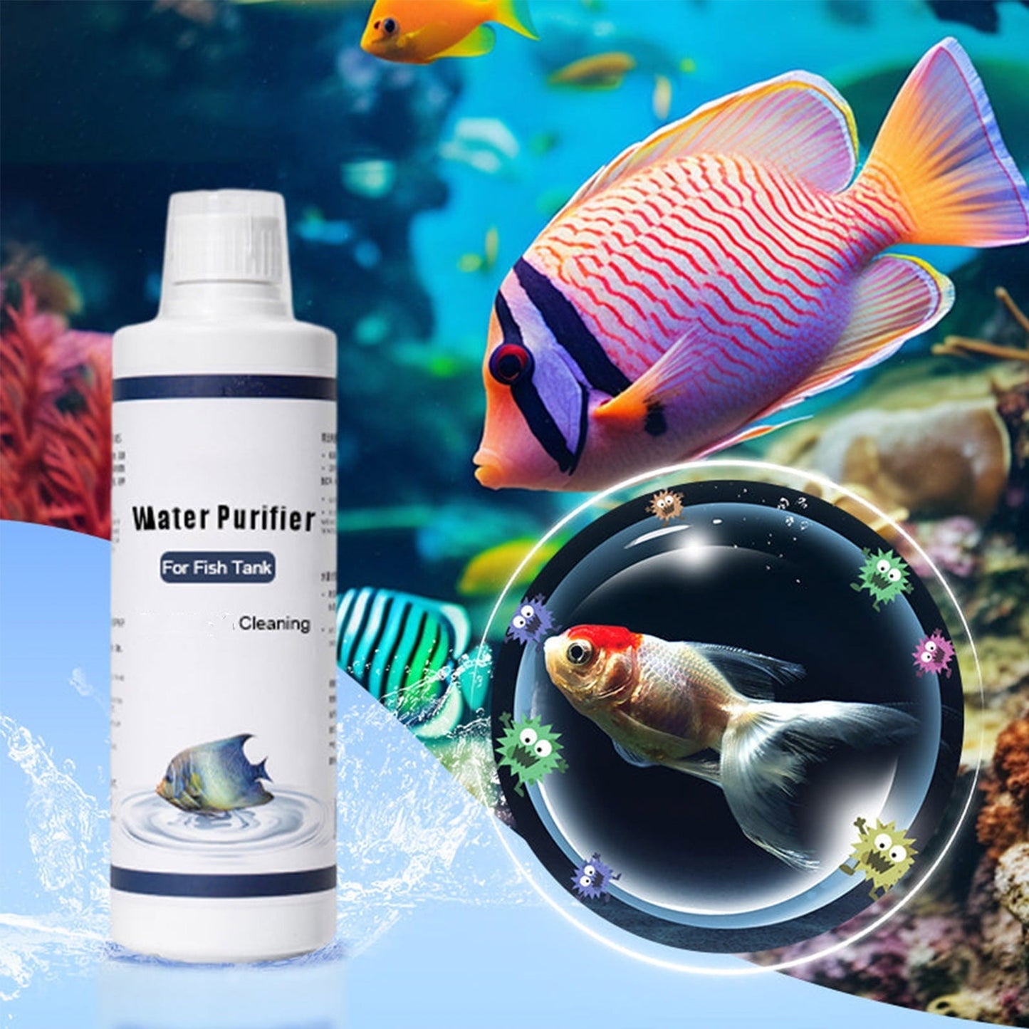 Fish Tank Water Purifier Fish Water Purifier Cleaning Agent Water Purifier Water Quality Purifier Clarifying Agent Flocculant 150ml