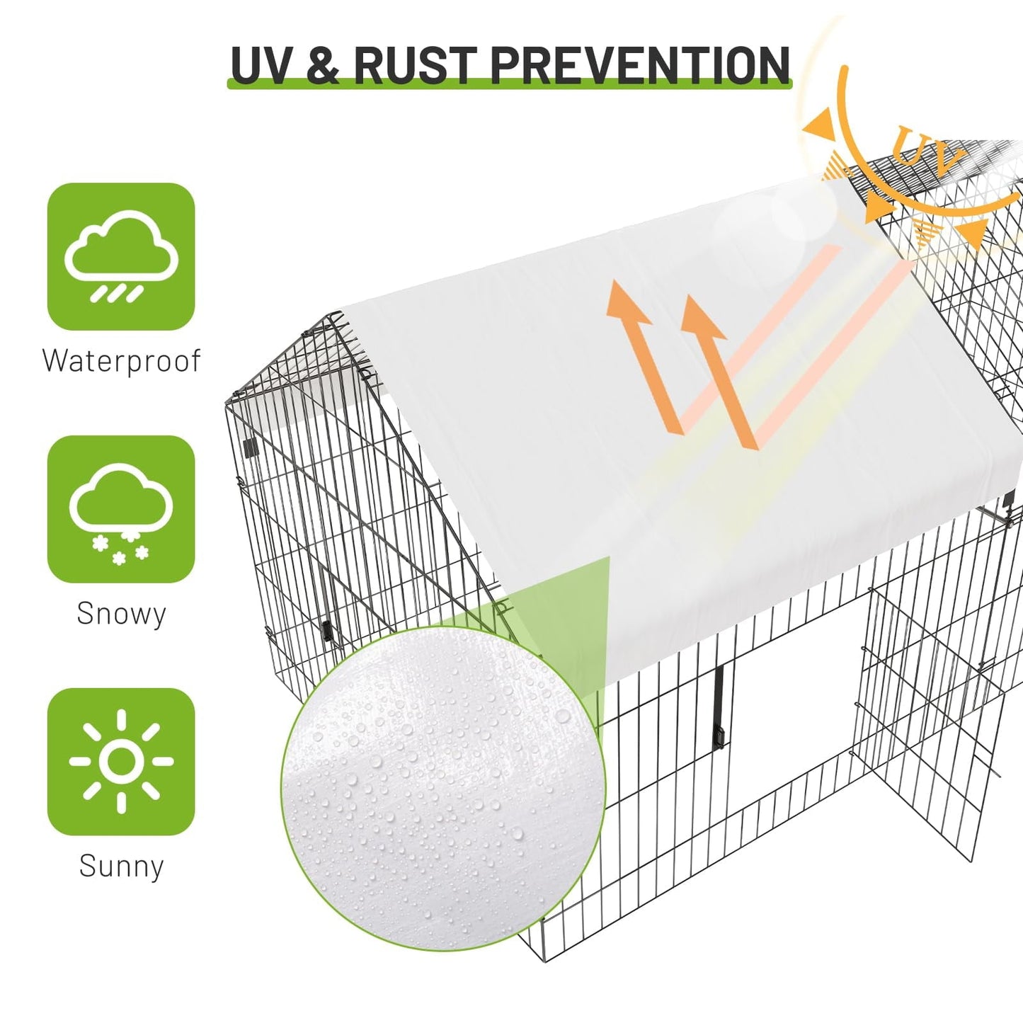 Metal Chicken Coop,86"×40"×40" Chicken Runs for Yard,Outdoor Pet Playpen with Waterproof Cover,Chicken Pen Kennel Duck Coop Cage Hutch Fence for Backyard Farm Rabbit Small Animal Poultry