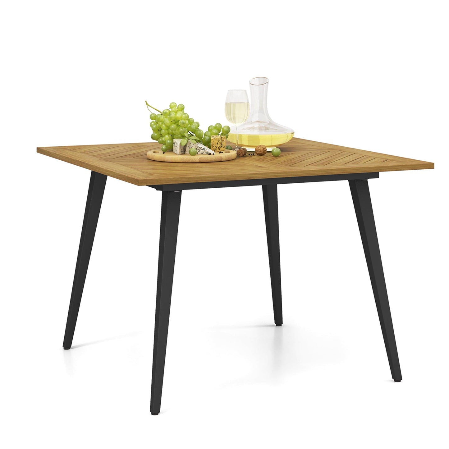 Gymax 42.5'' Outdoor Dining Table w/ 1.9'' Umbrella Hole Adjustable Foot Pads