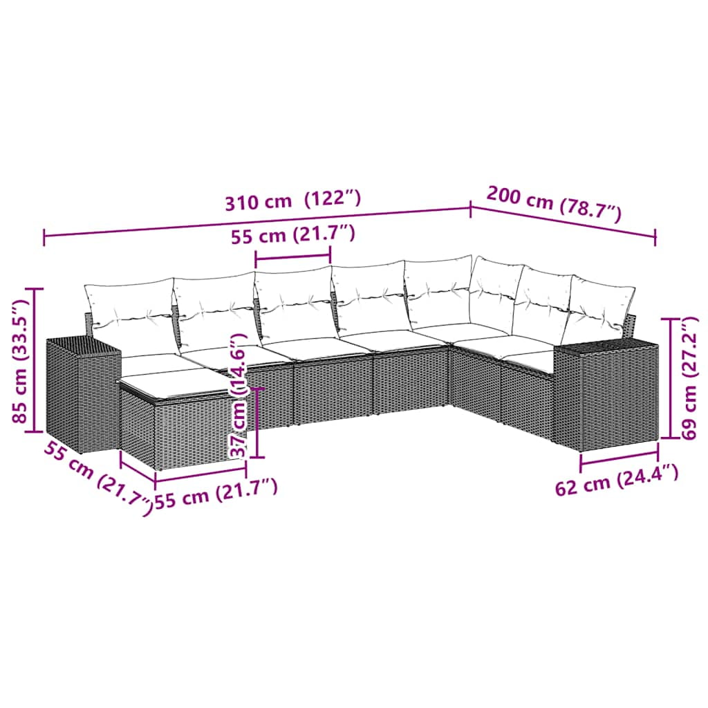 vidaXL Garden Sofa Set Black