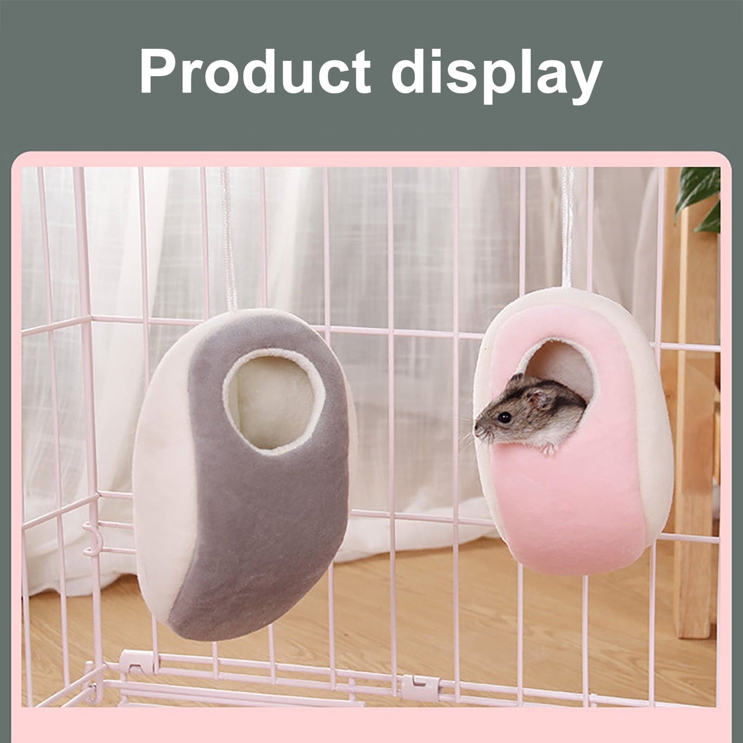RoamHome Mini Warm Pet House Nests Autumn Winter Pet Nest for Mice Hamster Rabbit Small Animal Cotton Thermal Cage Household Small Animals Cage (Gray)