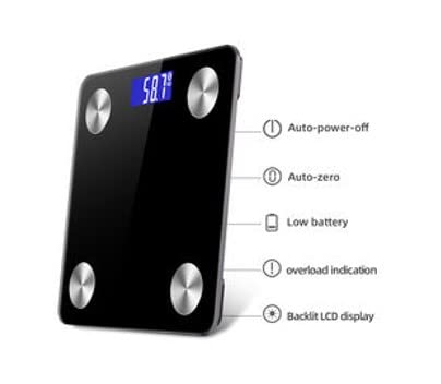 Smart Scale for Body Weight Management, Digital Bathroom Scale with BMI Weighing Ability. Bluetooth with Smartphone app. Measures Body Fat and Body Composition. 400 lbs Capacity - Black