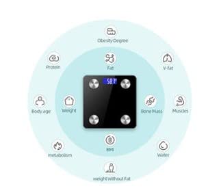 Smart Scale for Body Weight Management, Digital Bathroom Scale with BMI Weighing Ability. Bluetooth with Smartphone app. Measures Body Fat and Body Composition. 400 lbs Capacity - Black
