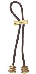 Pulleez Sliding Ponytail Holder, Gold Smoke Topaz Crystal Bell Metal Charms - Brown Elastic Hair Tie Bracelet