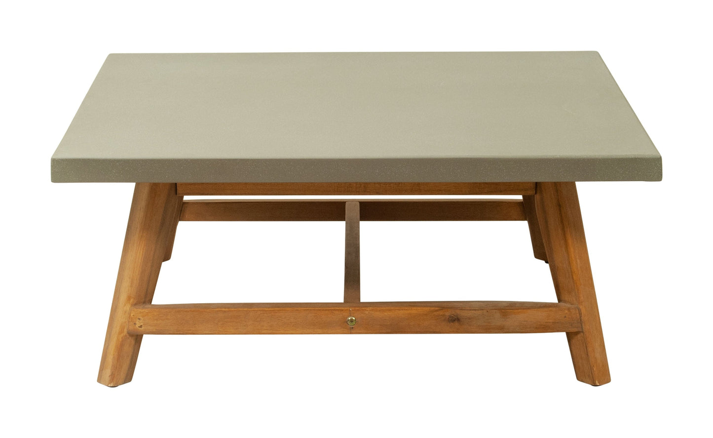 Kert Coffee Table Gray Coffee Table, Modern Style, Faux Concrete Duralcrete square shape tabletop, Acacia Wood, Outdoor Living