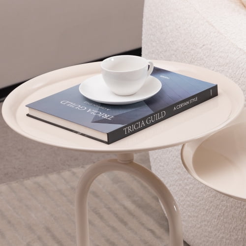2pcs Lantern-shaped Metal End Table, Small Round Side Table 21.3'' Height Accent Pedestal Table for Living Room