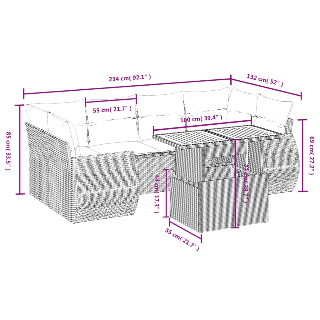 vidaXL Garden Sofa Set Grey