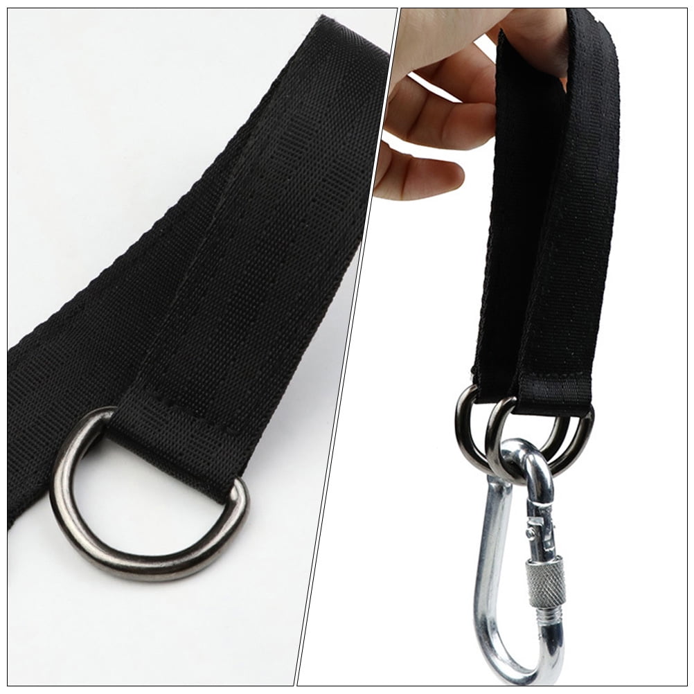 RENACLIPY 6Pcs Black Tree Swings Straps for Outdoor Picnic Camping with Stainless Steel and Polyester 11.2X1X0.2In