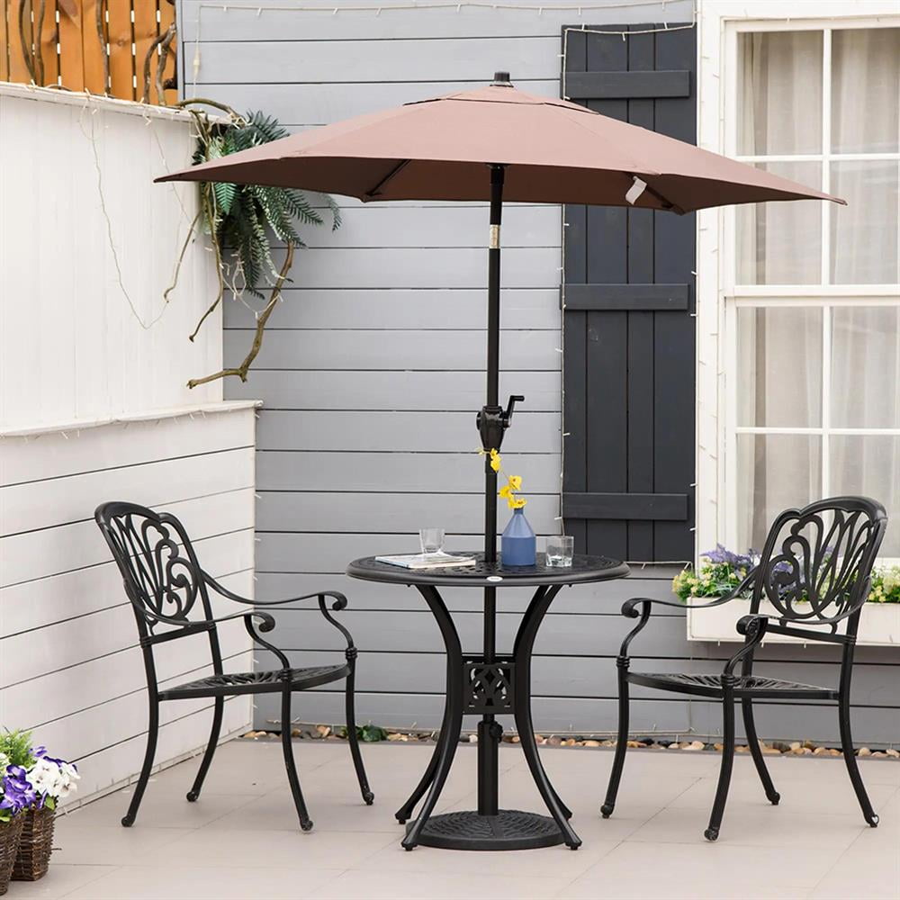 Topcobe 30" Round Patio Dining Table with Umbrella Hole, Antique Cast Aluminum Outdoor Bistro Table Only, Modern Furniture for Outdoor, Black