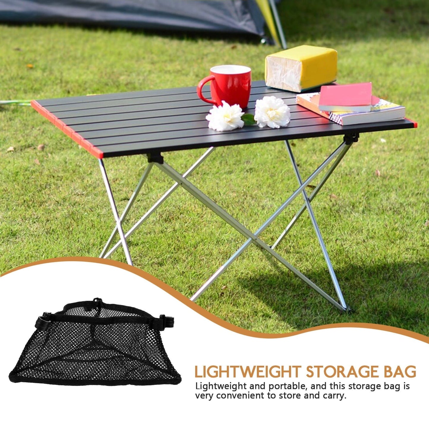 RENACLIPY Under the Table Mesh Pouch with Foldable Design for Picnic 1Set