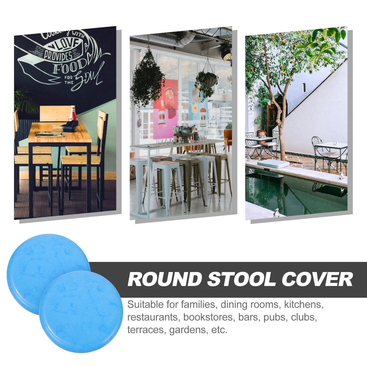 FONDOTIN 2 Set Round Plastic Stool Replacement Seats For Bar Stools Smooth Plastic For Home Kitchen Dining And Bars